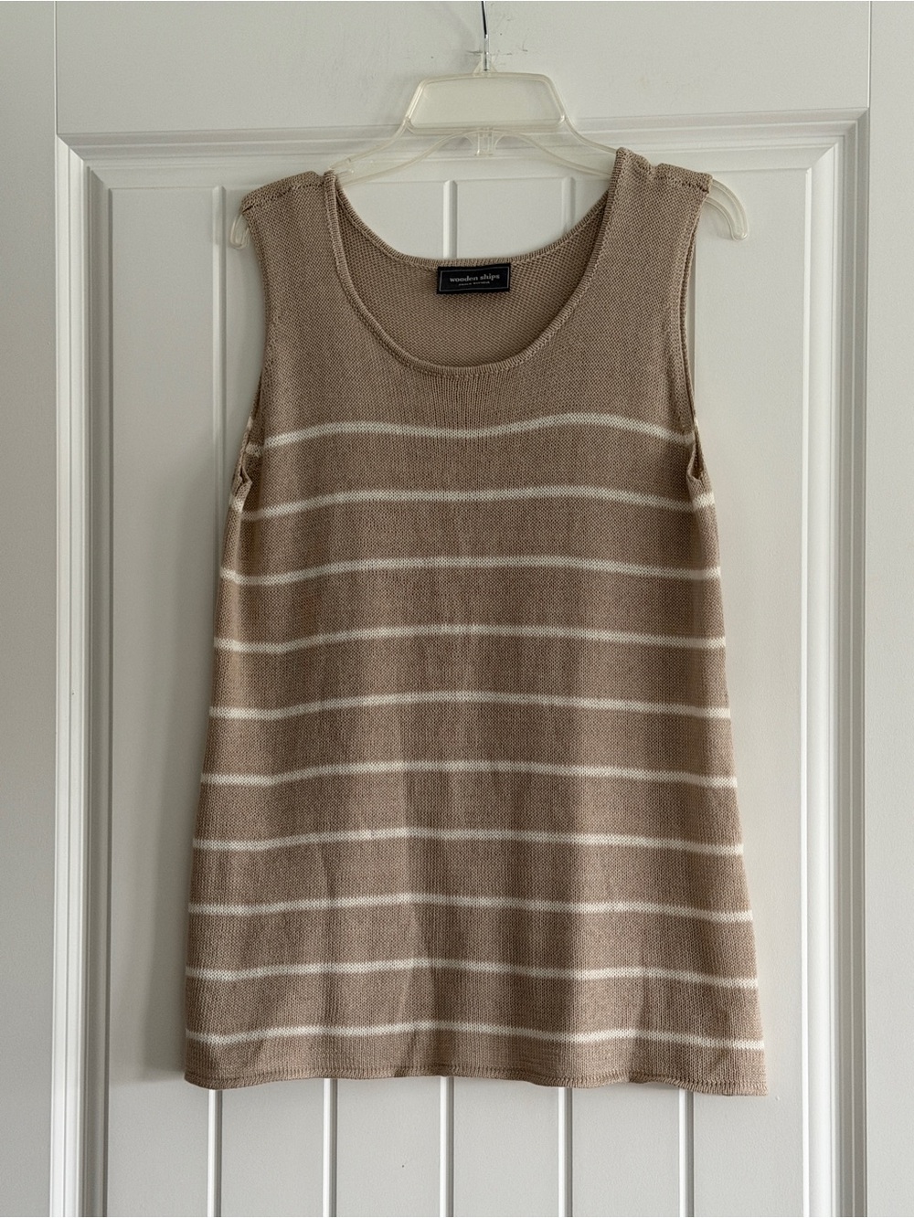 Wooden Ships Beige & Cream Knit Scoop Neck Sleeveless Sweater Tank Size M/L